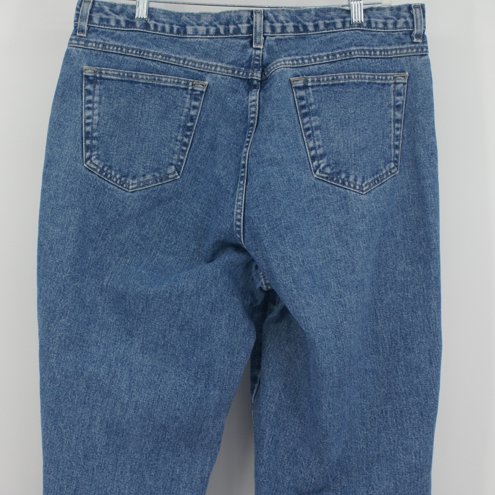 Venezia Jeans Denim Straight Leg Floral Embroidered Velvet Trim Hem 90s Vintage - Picture 10 of 11